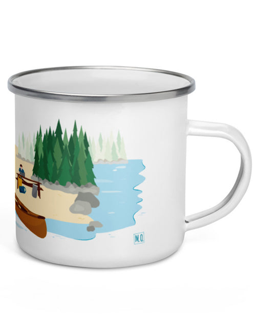 Tasse en émail région du Québec - La Mauricie. Vendue chez Tah-dah !